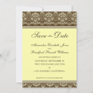 5x7 Flat Save the Date Vintage Baroque :: lemon