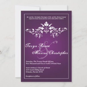 5x7 Floral Filigree Purple Wedding Invitation