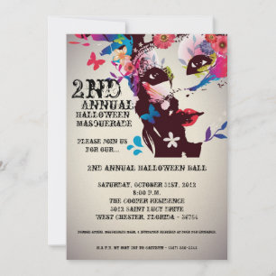 5x7 Floral Masquerade Halloween Invitation