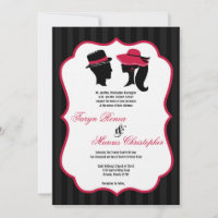 5x7 Formal Hats Elegant Retro Wedding Invitation