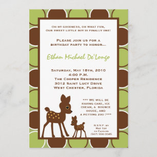 5x7 Forrest Mum Baby Deer Birthday Part Invitation