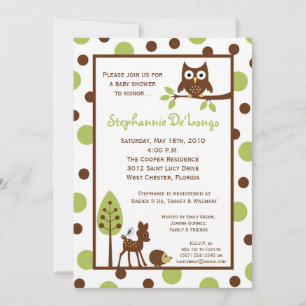 5x7 Forrest Woodland Animal Baby Shower Invitation