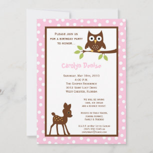 5x7 Forrest Woodland Animal Birthday Invitation