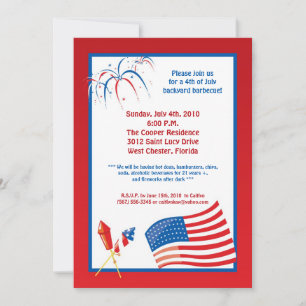 5x7 Fourth 4th of July Party Barbecue Invitation
