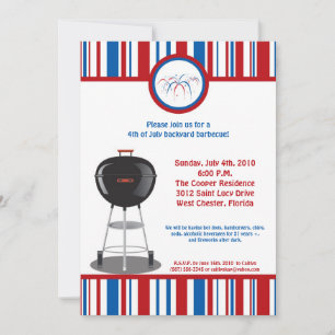 5x7 Fourth 4th of July Party Barbecue Invitation