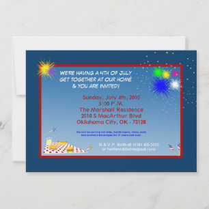 5x7 Fourth 4th of July Party Barbecue Invitation