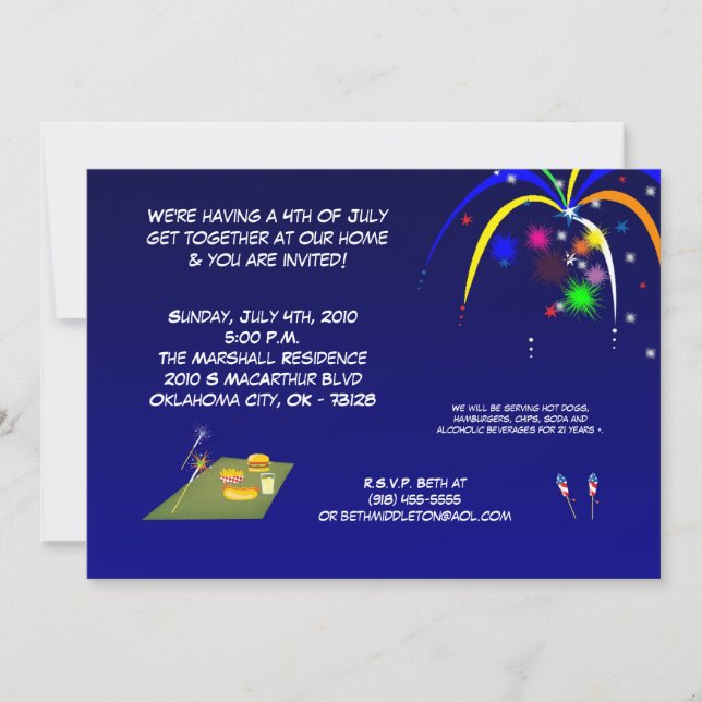 5x7 Fourth 4th of July Party Barbecue Invitation (Front)