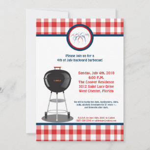 5x7 Fourth 4th of July Party Barbecue Invitation