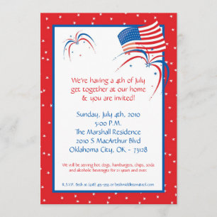 5x7 Fourth 4th of July Party Barbecue Invitation