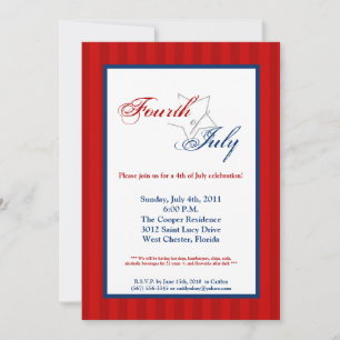 5x7 Fourth 4th of July Party Celebratio Invitation