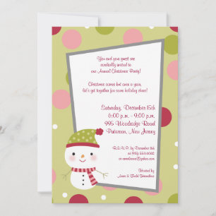 5x7 Frosty Snowman Polka Dot BG Invitation