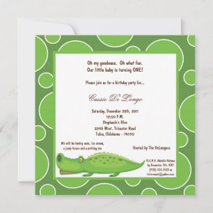 5x7 Gator Pok-a-Dot Birthday Party Invite