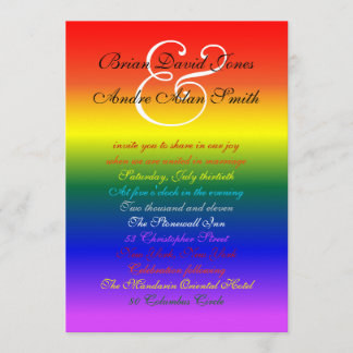 5x7 Gay Wedding Rainbow LGBT Pride Basic Paper Invitation