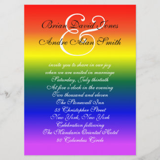 5x7 Gay Wedding Rainbow LGBT Pride Basic Paper Invitation