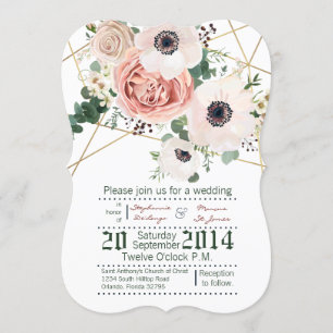5x7 Geometric Garden Rose Gold Wedding Invitation