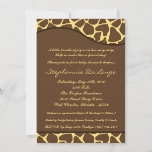 5x7 Giraffe Animal Print Baby Shower Invitation