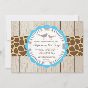 5x7 Giraffe Bird Couple Bridal Shower Invitation