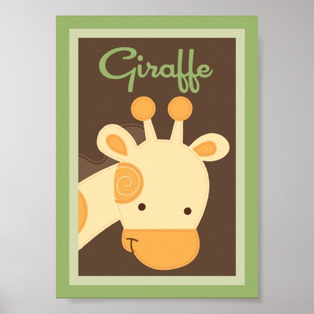5x7 "Giraffe" Jungle Safari Baby Bedding Wall Art (Front)