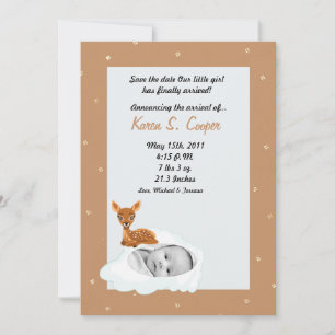 5x7 Girl Cloud PHOTO on Circle Birth Announcement