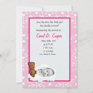 5x7 Girl Cloud PHOTO on Circle Birth Announcement