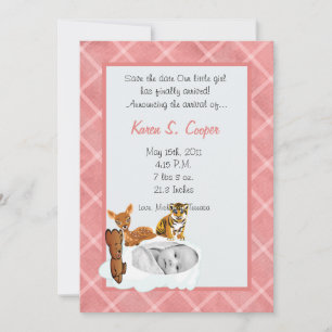 5x7 Girl Cloud PHOTO on Circle Birth Announcement