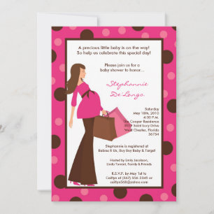 5x7 Girl Modern Mod Mum Baby Shower Invitation