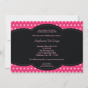 5x7 Girl Pink Polkadot Poke Birthday Invitation