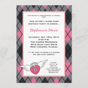 5x7 Girl Punk Tattoo EMO Birthday Party Invitation