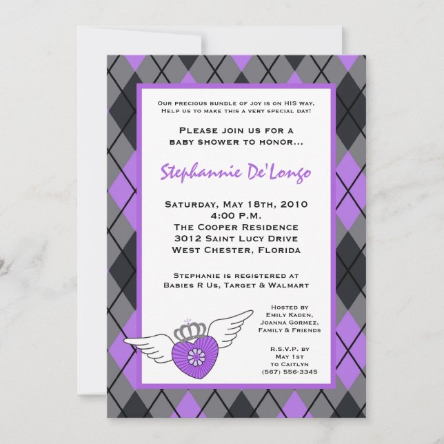 5x7 Girl PunkRock Tatto EMO Baby Shower Invitation (Front)