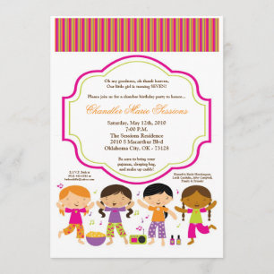 5x7 Girl Slumber Make Up Birthday Party Invitation