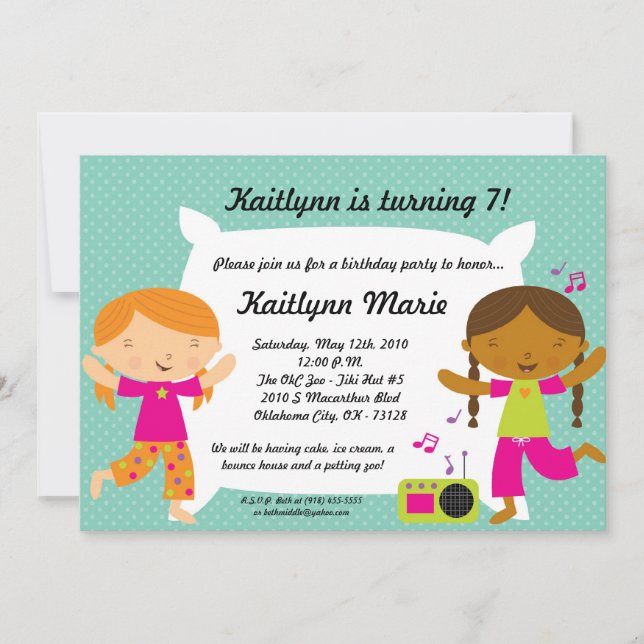 5x7 Girl Slumber Makeove Birthday Party Invitation (Front)