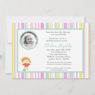 5x7 Girl Soccer Photo Birthday Shower Invitatio Save The Date
