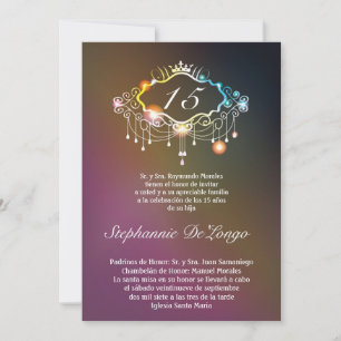 5x7 Girly Crown Quinceanera Birthday Invitation