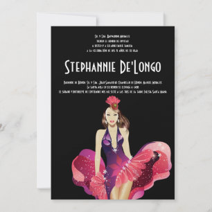 5x7 Glamour Girl Quinceanera Birthday Invitation