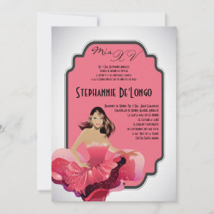 5x7 Glamour Girl Quinceanera Birthday Invitation