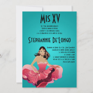 5x7 Glamour Girl Quinceanera Birthday Invitation