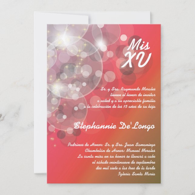 5x7 Glitz Glimmer Quinceanera Birthday Invitation (Front)