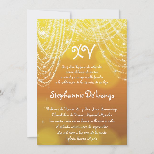 5x7 Glitz Glimmer Quinceanera Birthday Invitation (Front)