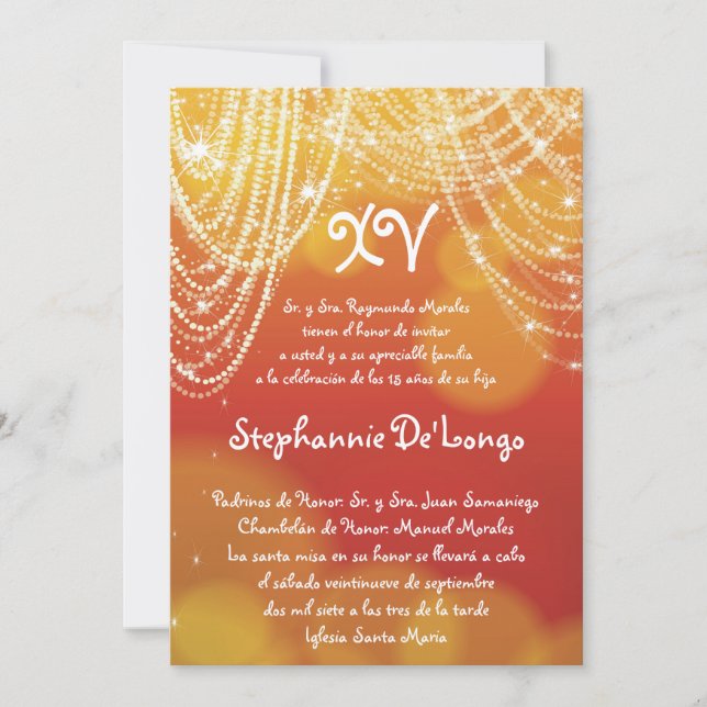 5x7 Glitz Glimmer Quinceanera Birthday Invitation (Front)