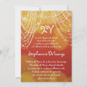 5x7 Glitz Glimmer Quinceanera Birthday Invitation