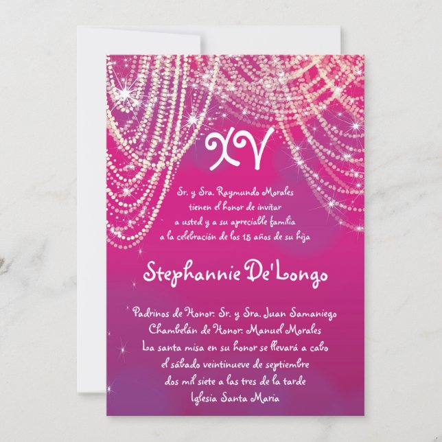 5x7 Glitz Glimmer Quinceanera Birthday Invitation (Front)