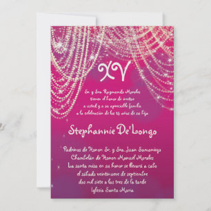 5x7 Glitz Glimmer Quinceanera Birthday Invitation