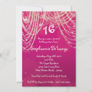 5x7 Glitz Glimmer Sweet 16 Birthday Invitation
