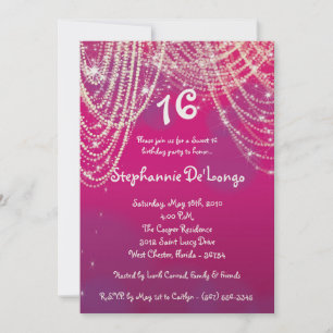 5x7 Glitz Glimmer Sweet 16 Birthday Invitation