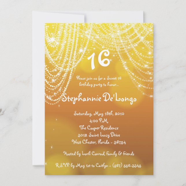 5x7 Glitz Glimmer Sweet 16 Birthday Invitation (Front)