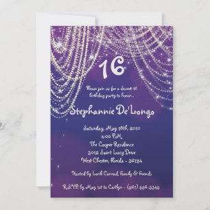 5x7 Glitz Glimmer Sweet 16 Birthday Invitation