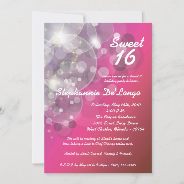 5x7 Glitz Glimmer Sweet 16 Birthday Invitation (Front)