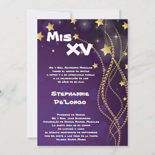 5x7 Glitz Glitter Quinceanera Birthday Invitation (Front)