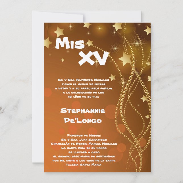 5x7 Glitz Glitter Quinceanera Birthday Invitation (Front)
