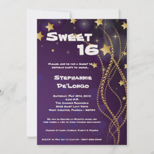 5x7 Glitz Glitter Sweet 16 Birthday Invitation
